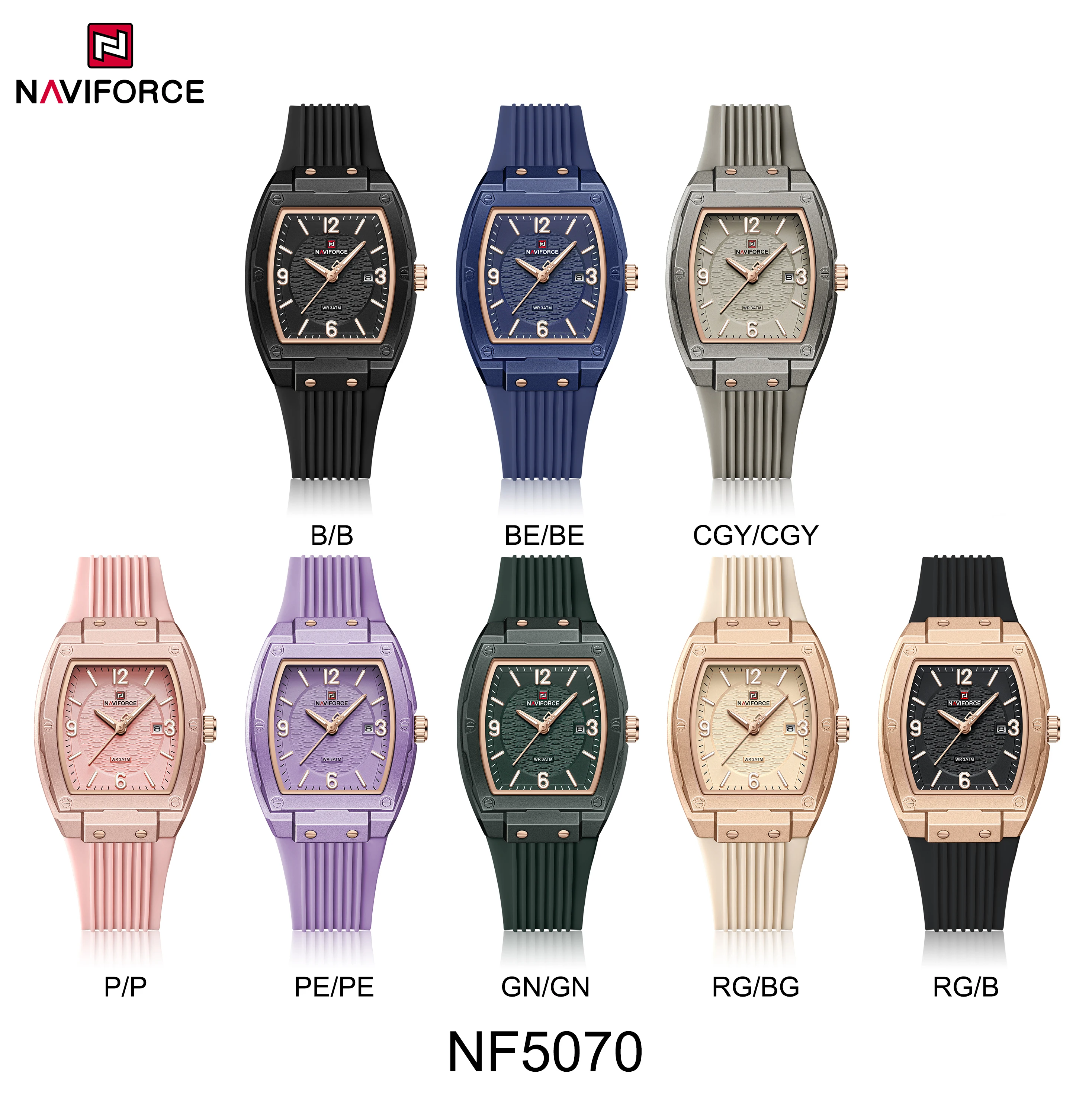 NAVIFORCE Women Watch Top Brand Luxury Fashion Original Luminous Wristwatch Silicone Bracelet Original Simple Female Clock 5070