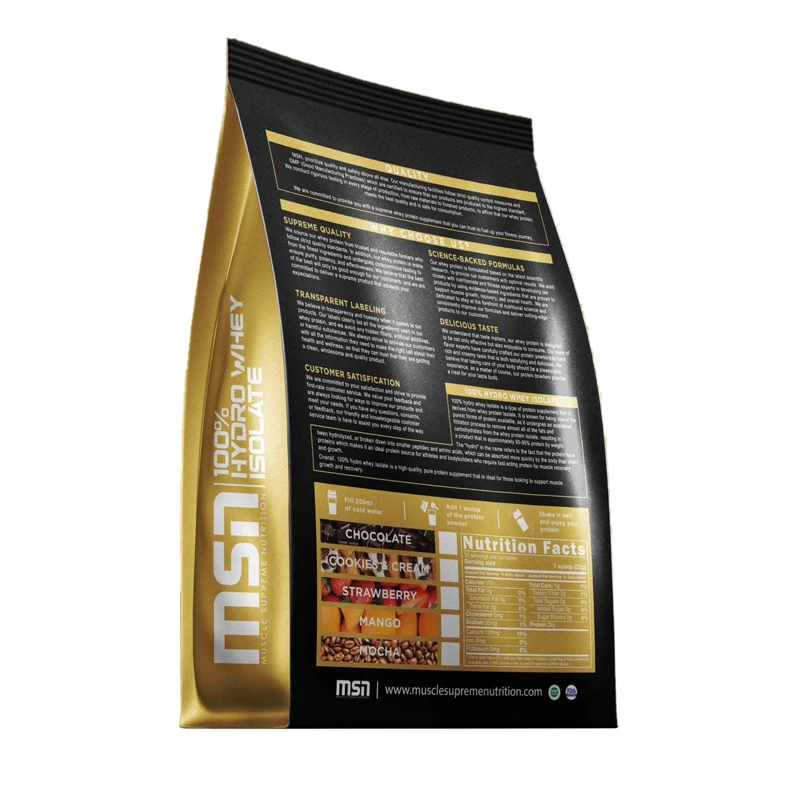 Custom Printed Whey Protein Powder Bag Moisture Proof Plastic Flat Bottom 1kg 5kg Food Protein 8092