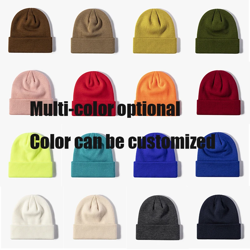 Solid Color Blank Wool Beanie Hats Custom Embroidery Logo Skull Cap