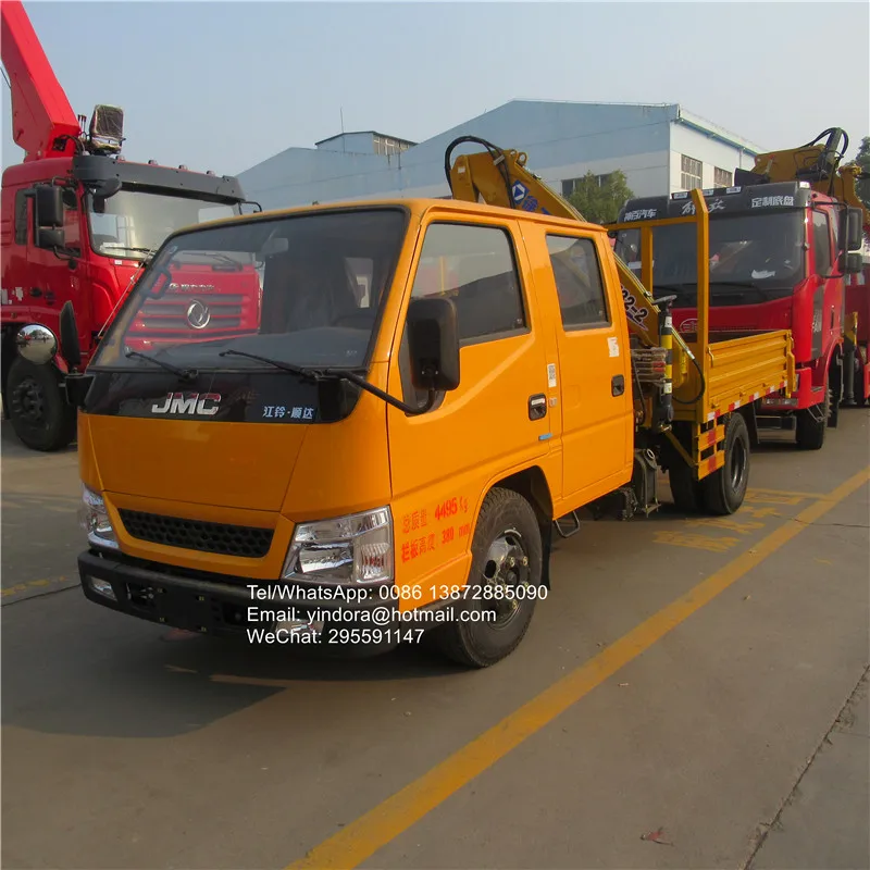 New JMC Double Cabin Boom Truck Folding Arm Lift Mini Small Lift Truck Crane 3 Ton 2ton