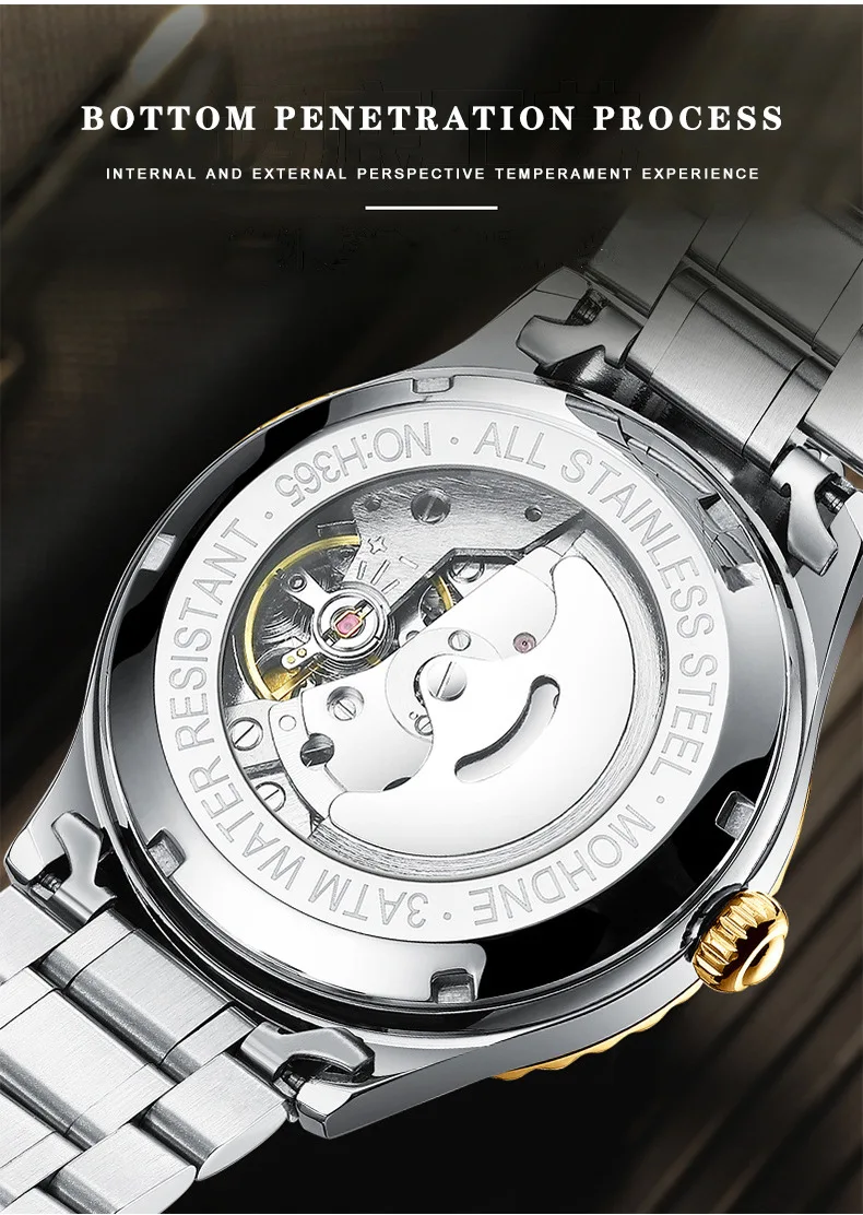 Binbond B6020 6020 Men's Automatic Watches Casual Fashion Original Chronograph Waterproof Stainless Steel Luminous Wristwatch