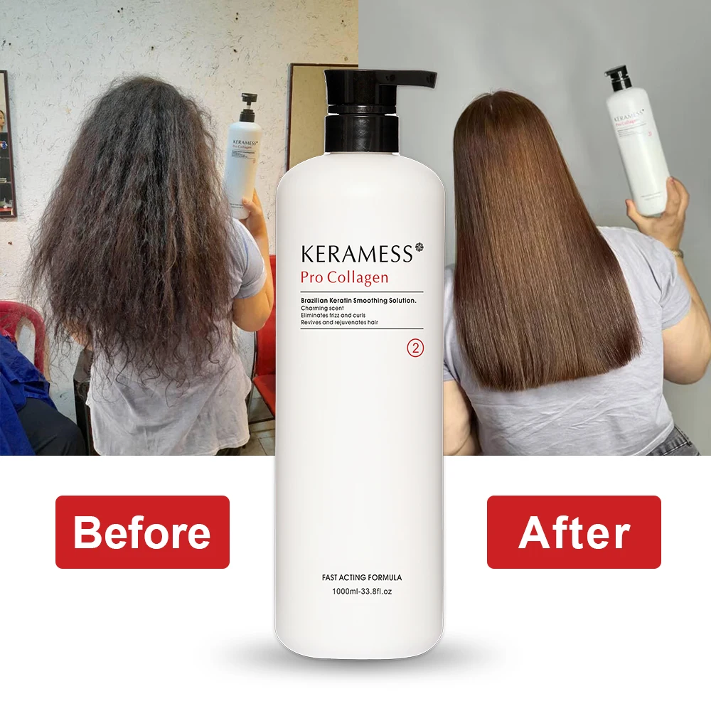 Italian Bio Keratin Hair Straightening Treatment Formaldehyde-Free Lasts 6 Months Organic Amino Acid Infused for Salon Smoothing