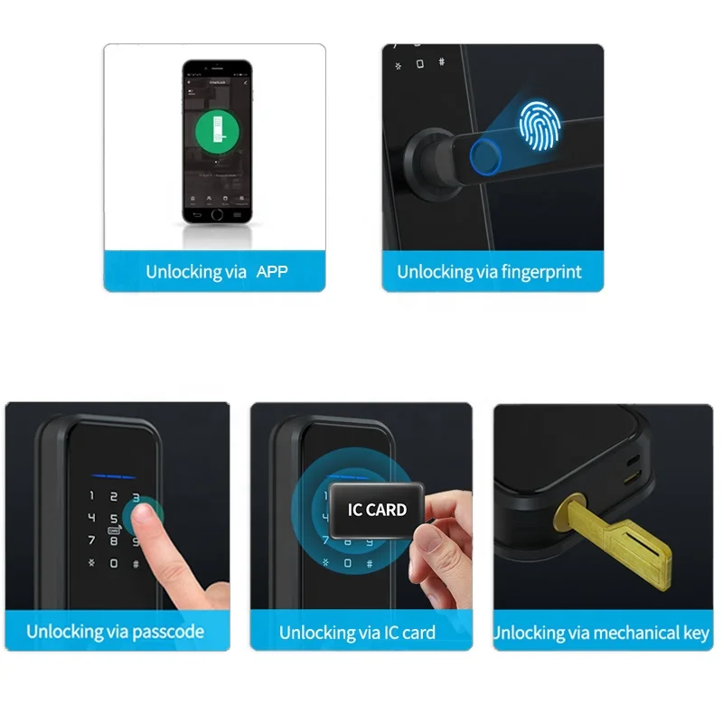 Kadonio High Security Biometric Electronic Digital Door Password Lock Fingerprint Rfid Smart for Apartment