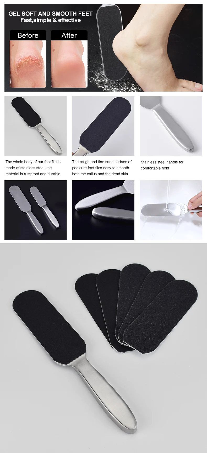 Professional Pedicure Tool Metal Foot Rasp Stainless Steel Foot File