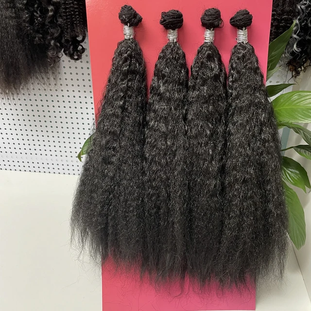 KAMA Blended Human Hair Weft Soft Mixed Blend Hair Afro Kinky Hair Weft Hair Extensions for Black Hair Women