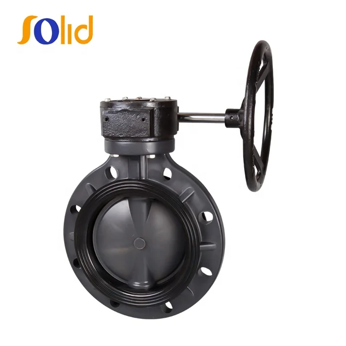 DIN ASTM JIS Standard Plastic PVC CPVC Worm Gear Operated Type Butterfly Valve