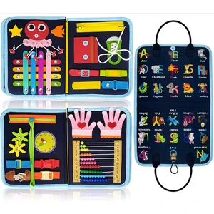 Montessori Busy Board Activities Education Toys Basic Dress Motor Skills Baby Travel Learning Toys Felt Sensory Activity Toys