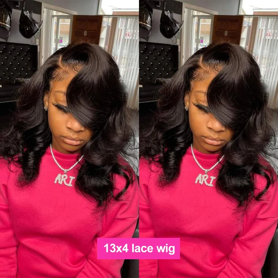 Parrucche frontali in pizzo brasiliano Remy Body Wave con chiusura in pizzo Bob corto con onda d'acqua e densità 250 per donne_voghion.com