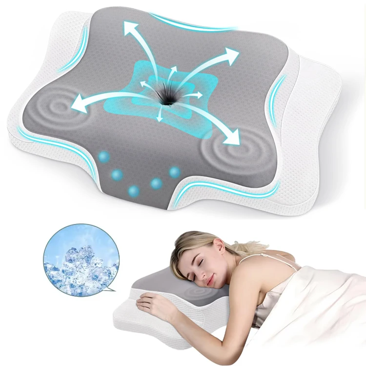 New Anti Aging Snore Deep Sleep Side Sleeper Butterfly Pillow Memory Foam Neck Pillow Orthopedic for Neck Pain Relief Sleeping