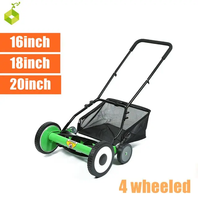 Zero Turn Green Big Push Reel Lawn Mower For Grass Cutting 4wheeled 16