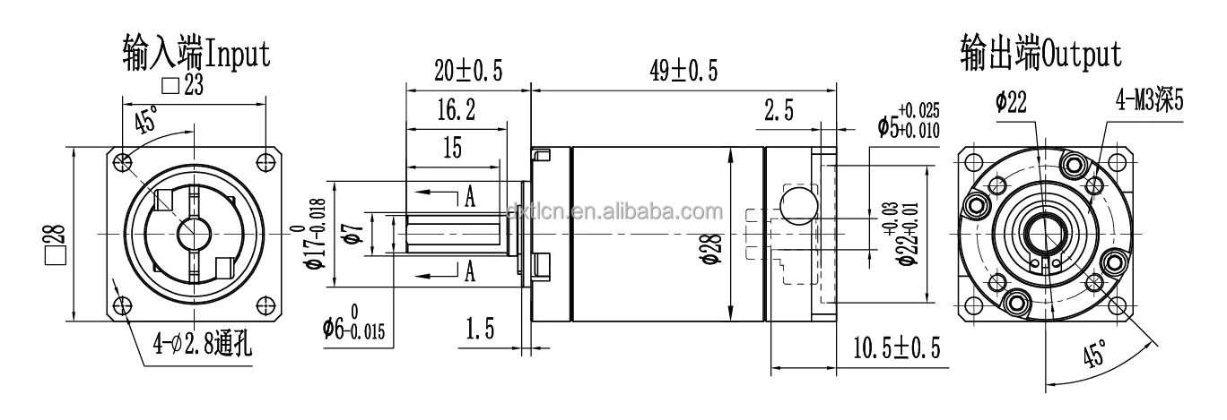  High Precision Double Stage Ratio Round Flange Spur Gear Boxes Planetary Gearbox Reducer for Servo NEMA11 Stepper Motor details