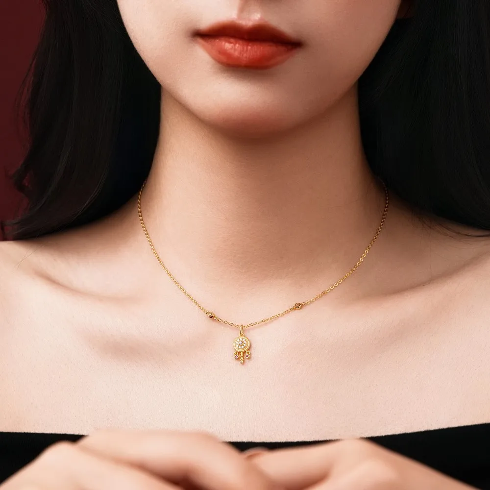 KAKODIY Stylish Unique Rhodium Plated 18K Gold 925 Sterling Silver Link 5A Cubic Zirconia Rattle Pendant Necklace detail 4