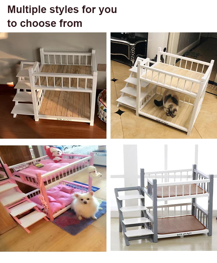 Custom Indoor Wooden Kennel Dog Bed Solid Wood Pet Cat Bed Luxury