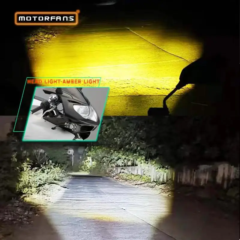 Motorfans Cnc Black Silver K3s 40w Full Set Mini Driving Light Dual Color Motorcycle Headlight