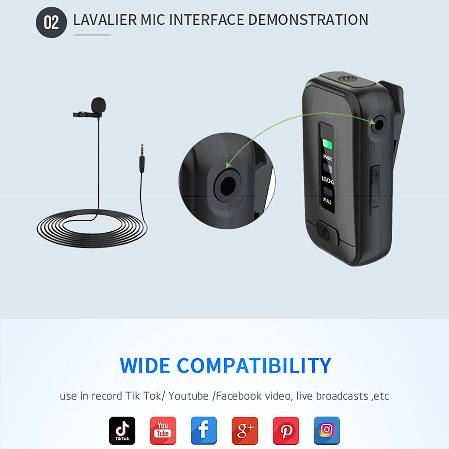 GAW-870 Wireless Microphone Camera Microphone Wireless Lapel  Phone Mic Conference Wifi Interview Microphone