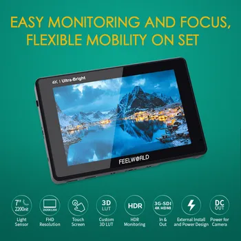 FEELWORLD LUT7SPRO 7" 2200nits 3D LUT TouchScreen SDI Camera Monitor F970 Battery Plate for Wireless Transmitter detail image