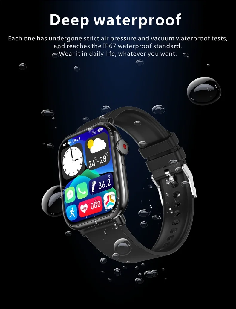 2023 Reloj QX9 Wearable Device Phone Call Smart Watches with Body Temperature BT Calling Sport Smartwatch with Big Screen