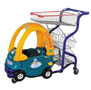 黄色のカラフルな子供用折りたたみ式スチール製ショッピングカート、4