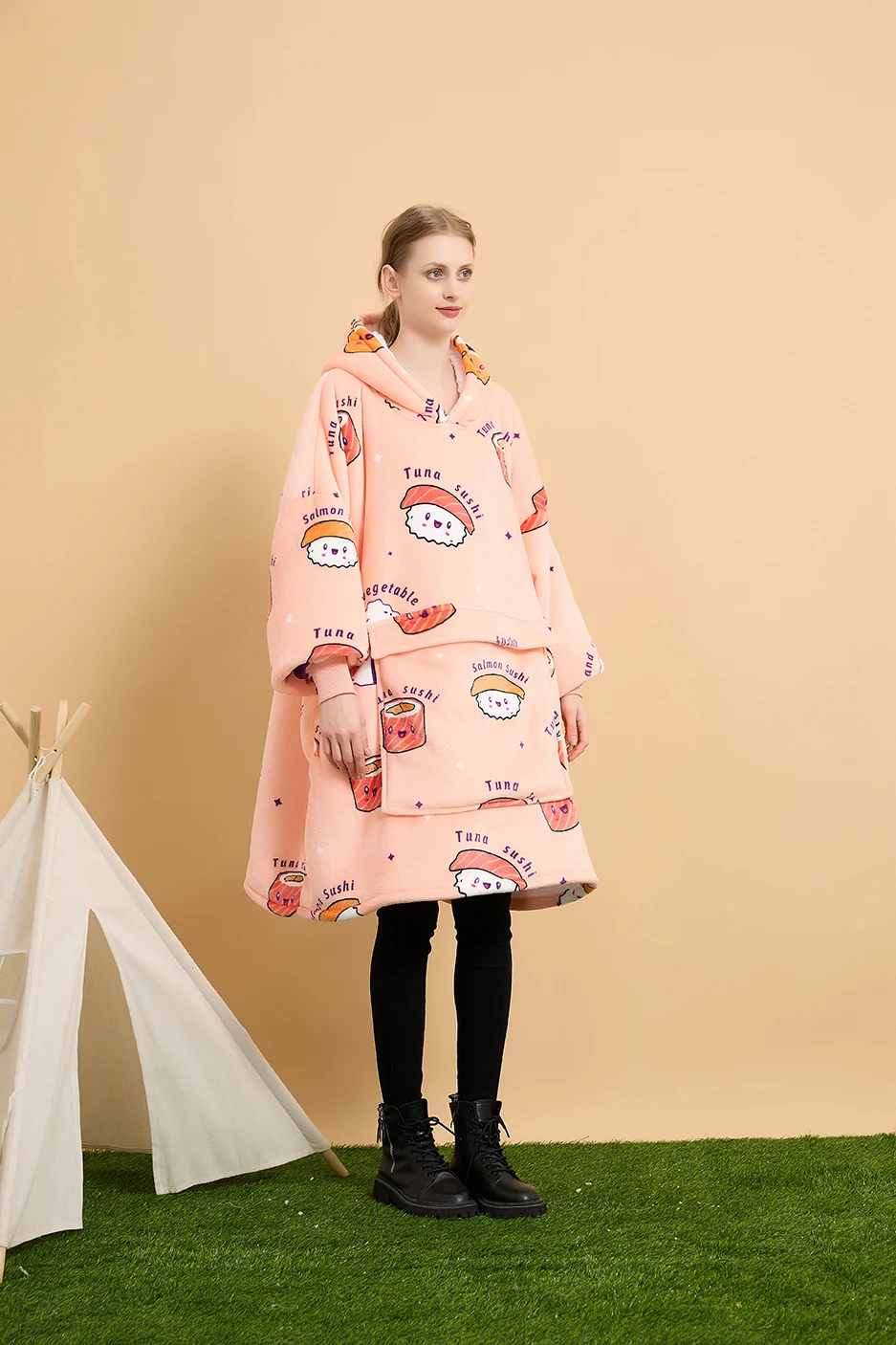 Couverture à capuche surdimensionnée personnalisée Anime Fruit