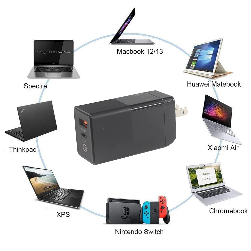 New Design US plug Type C Charge 65W Dual Notebook Fast Charging Usb Mini 3Ports 65W Gan Pd Charger Ce G 11