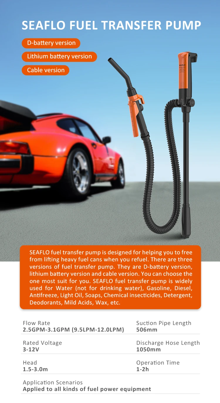 Seaflo 3.1gpm Portable Vertical Oil Pump Explosionproof Gas Barrel