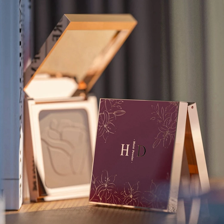 PC7050-B Wholesale Private Label Custom Luxury Fashion Highlight Powder Case,blush Compact Empty case Silver,blush case Packaging