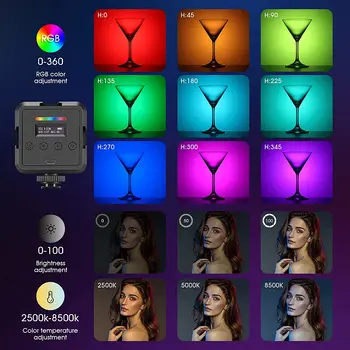 NEEWER Magnetic RGB Video Light Full Color RGB61 LED Camera Light with 3 Cold Shoe Mounts Small Panel Light detail image