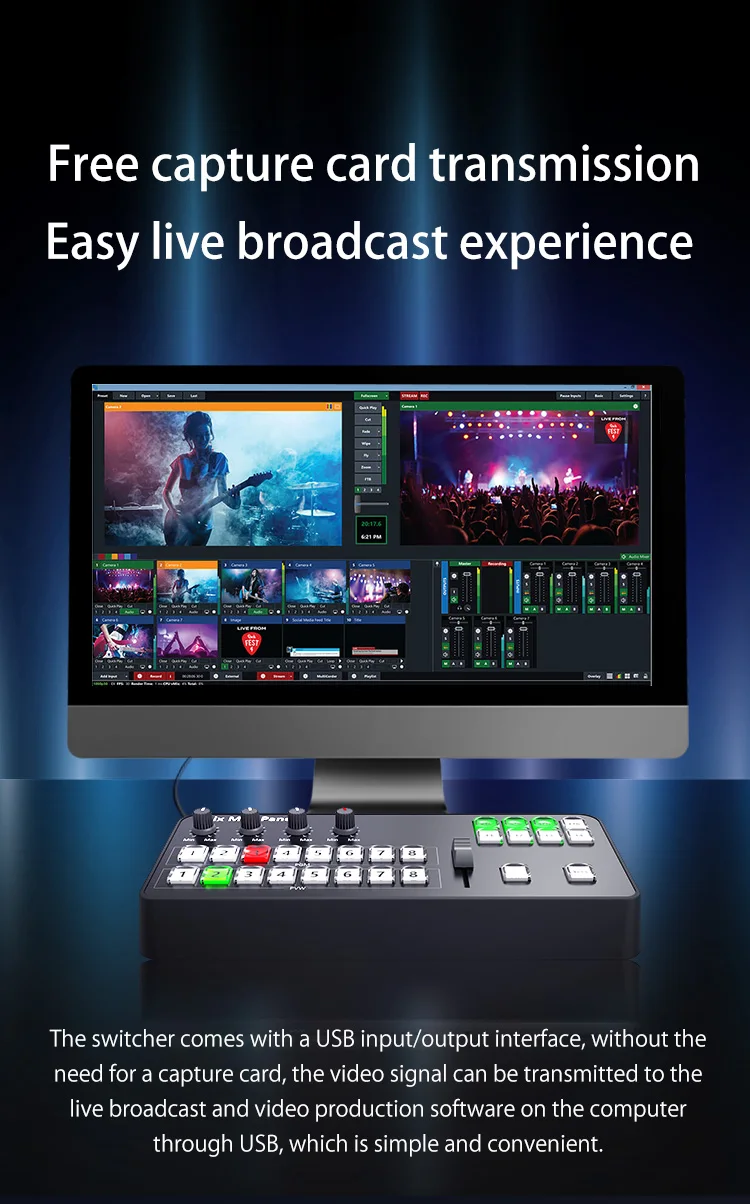 Mvs8 Broadcast Video Streaming Switcher Video Vmix&obs Switcher Live
