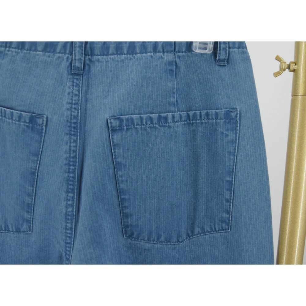 Women's FashionBest-selling Casual and Unique Denim Crop Top and Rope-wrapped Wide-leg Pants Set