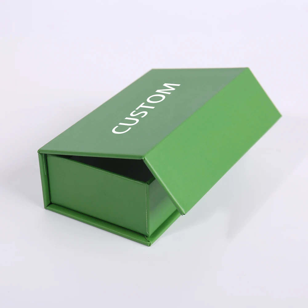 กล่องบรรจุภัณฑ์สีเขียวแบบมีฝาปิดแม่เหล็ก พร้อมโลโก้ Jinayon แบบกำหนดเอง กล่องของขวัญแบบกระดาษที่มีฝาปิดแม่เหล็ก