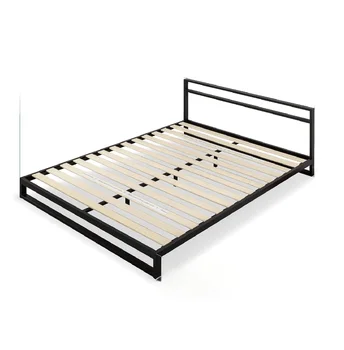 Modern King-Size Iron Metal Bed Frame with Storage Simple Design Bedroom Furniture for Home Apartment Hotel/Business School Use