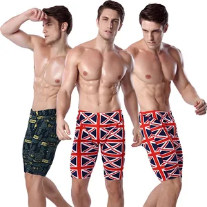 Custom Mens Swimwear Briefs Quick Dry Waterproof Chlorine Resistant High Waist Cartoon Pattern Swim Trunks