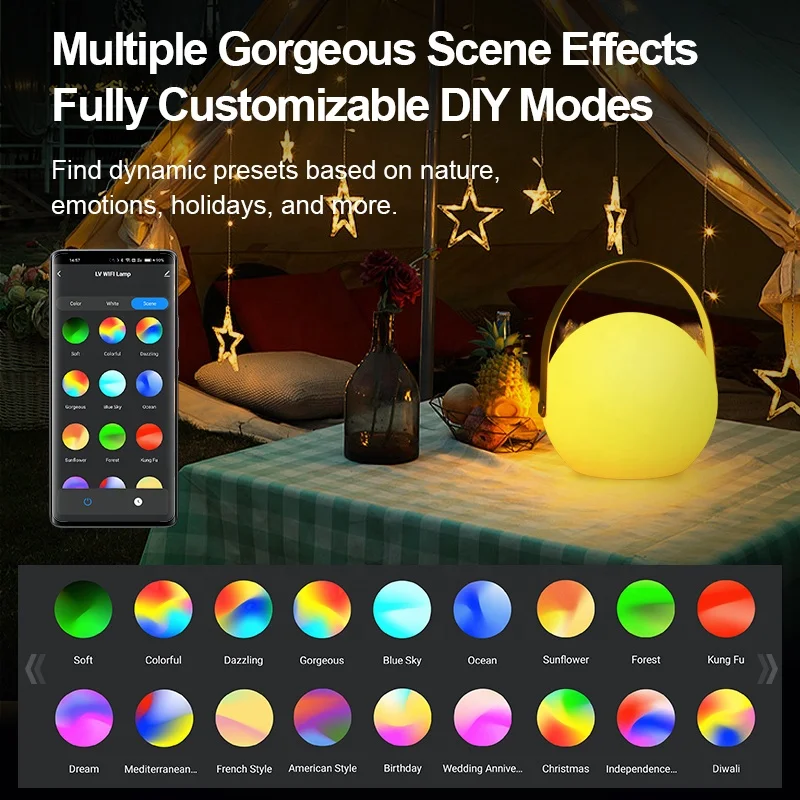 Custom Smart Bluetooth Wifi Tuya App Controlled LED Table Lamp Ball Shaped Magic Color Changing Personalized Mood Night Light
