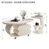 Mesa auxiliar con base color albaricoque y detalles en piedra blanca - 904550