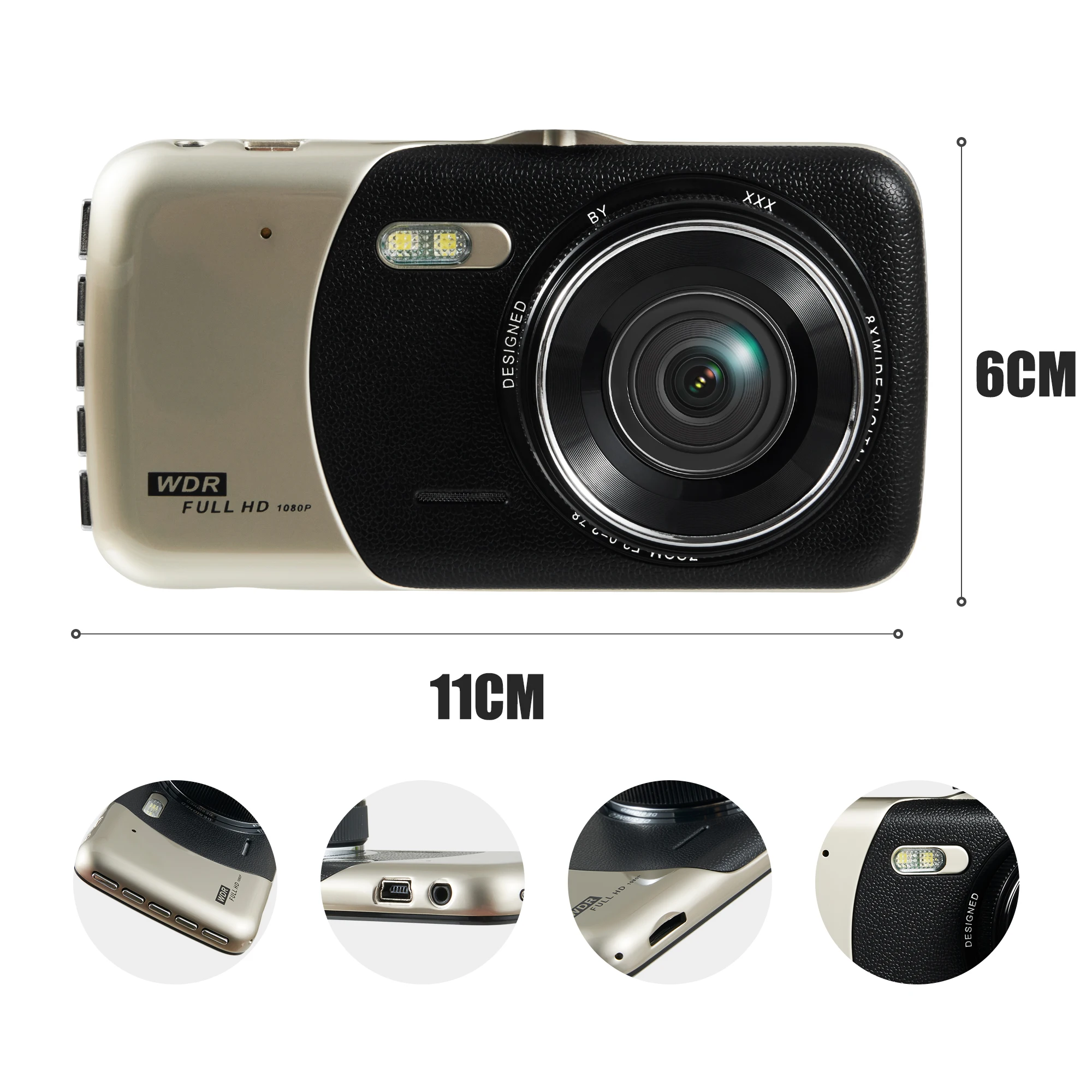 4.0In IPS Dual Lens Car Camera Auto DVR Camcorder Cars 24H Parking Video Recorder Dash Cam Full HD 1080p Black Box Dvrs Carcam