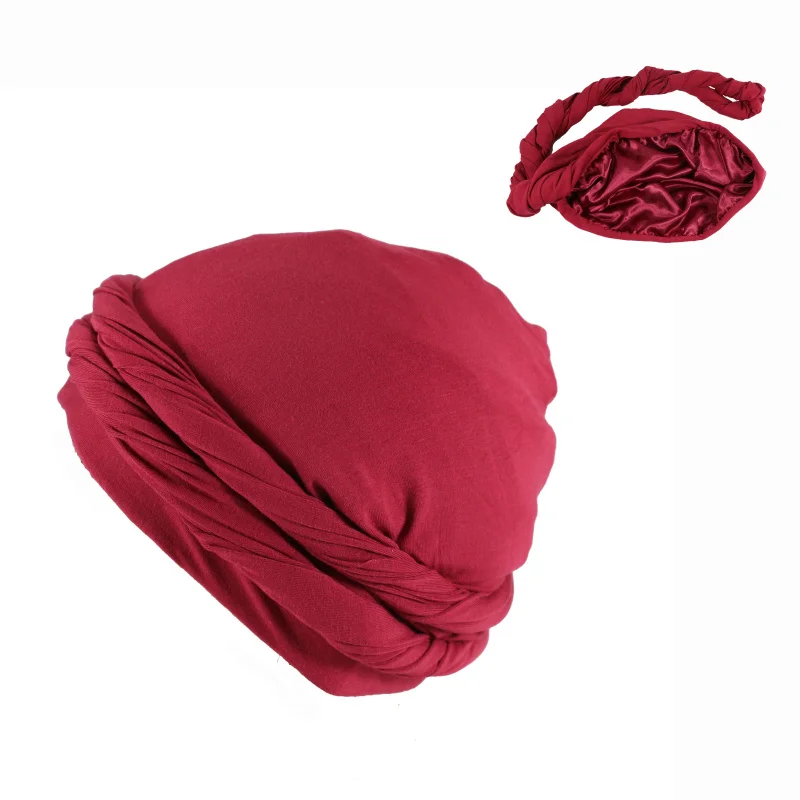 HZM-22064 Satin Lined Halo Turban Pre-Tied Skull Beanie for Women