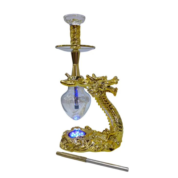 Modern Dragon LED Lighting Hookah Set Full Accessories Mirror Lacquer Technics Resin Party Bar Shisha Parties New Release