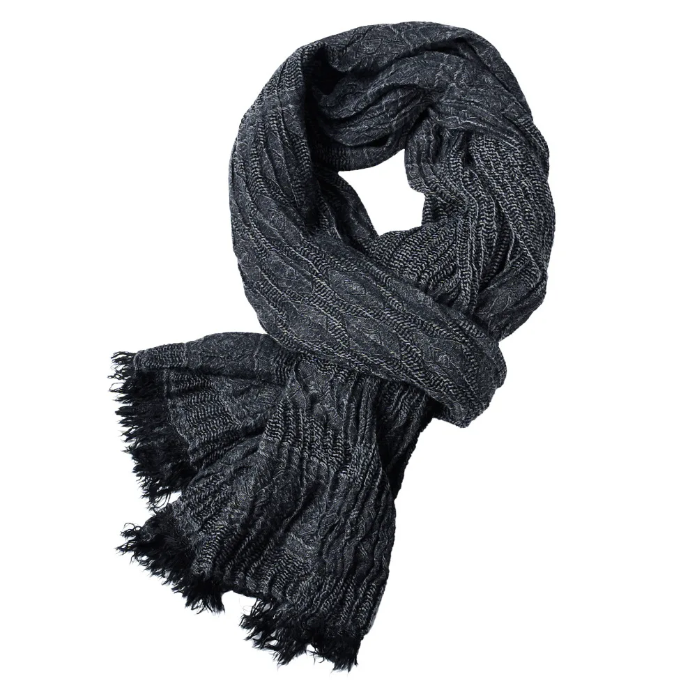 New Arrival 2021 Spring Summer Men Cotton  Yarn Dyed Hijab Scarf Plain Stripes Jacquard Causal Wear Short Tassel Neck Warmer