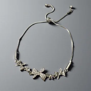 New Design Exquisite Zircon Bowknot Bracelets for Women Girls Pullable Type Bracelet Valentine's Gift Jewelry