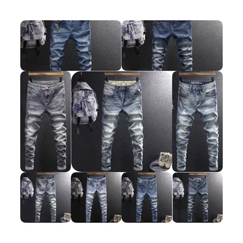 High Quality Custom Ripped Jeans Slim Fit Stacked Jeans for Mens Denim Men Pants Jeans