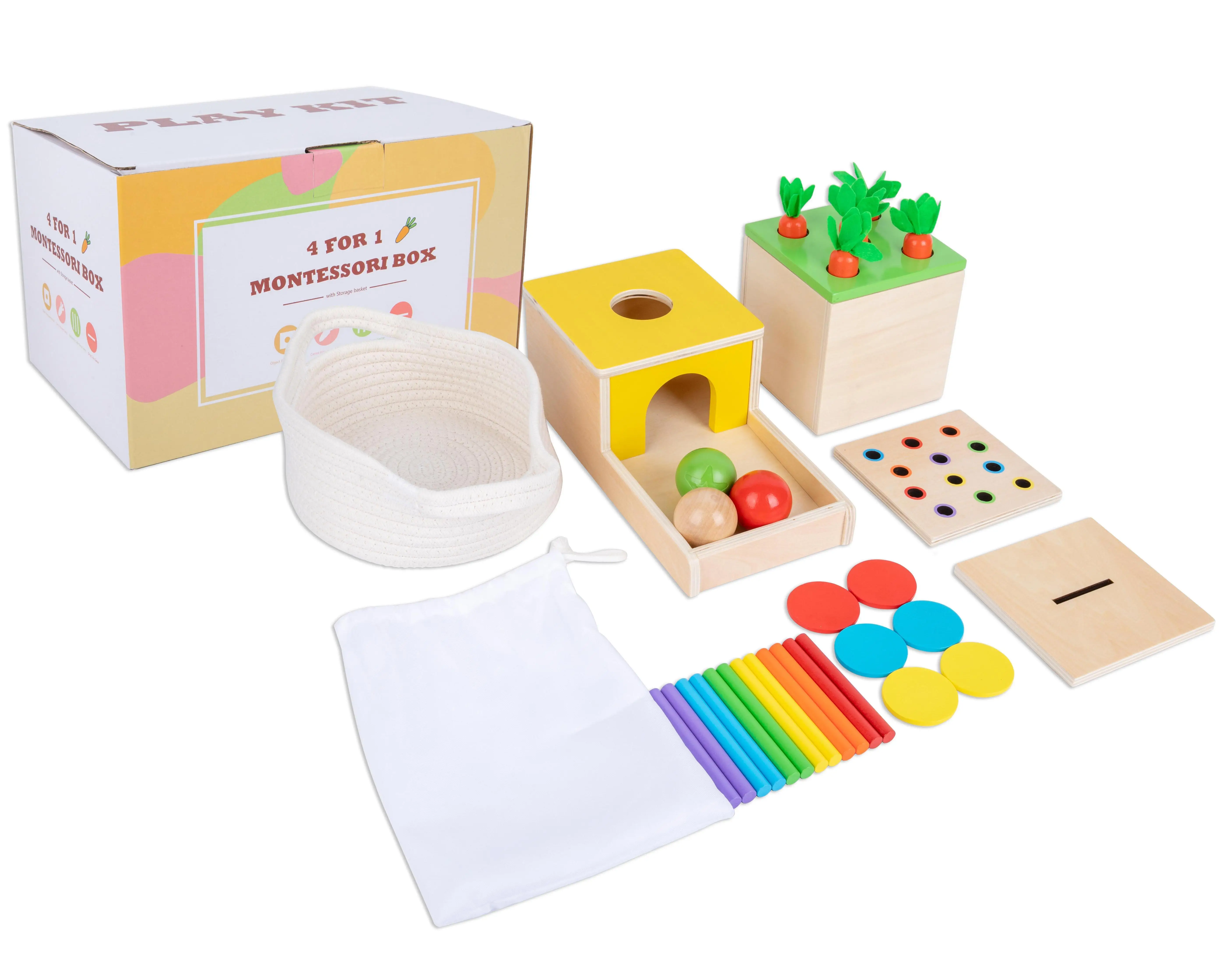 Игрушки для младенцев Adena Монтессори, 6-12 месяцев, подарочный набор для младенцев, деревянные игрушки для младенцев, коробка для монет, игрушки для мелкой моторики и редиса