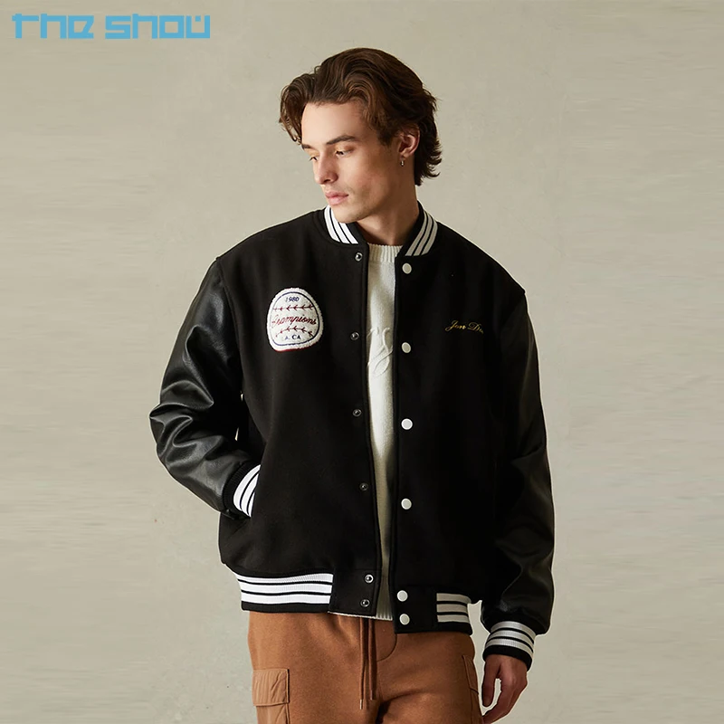 Latest Vintage Wool Letterman Custom Leather Sleeves Varsity Men Embroidery Patch Baseball Jacket_voghion.com