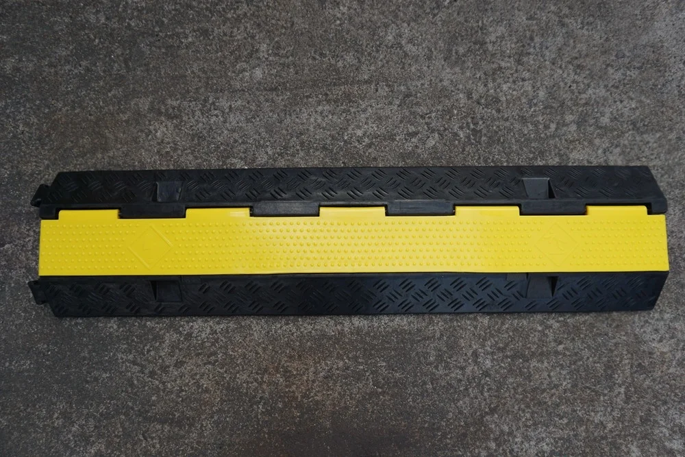 LUBA 2 Channel Rubber Floor Cable Protector Car Ramps for Traffic Rubber Cable Ramp