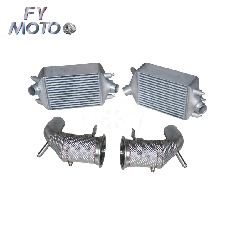 Intercooler + Exhaust Catted Downpipe With Heat Shield For 991.1 991.2 Turbo / Turbo S Vehicles.