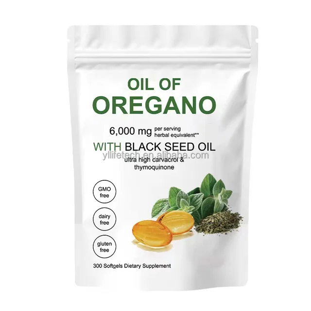 Ready to Ship Oil of Oregano with Black Seed Oil Softgel 165mg Carvacrol Softgels Support OEM