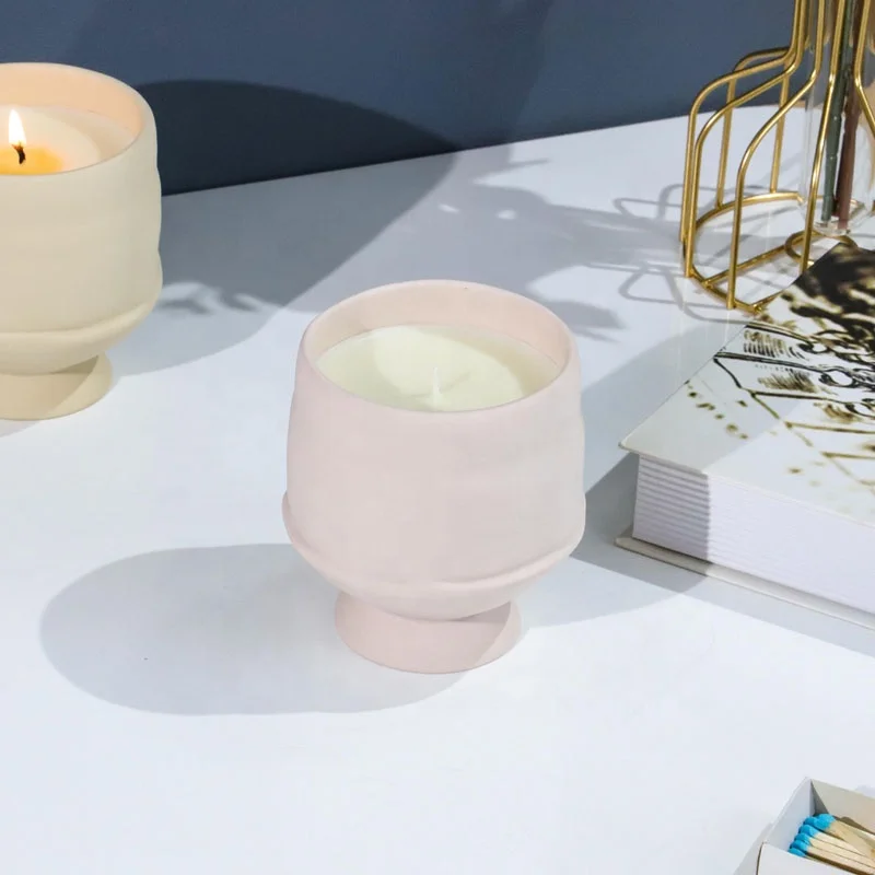 YBH New Product Custom Cute Matte Ceramic Candle Vessel Nordic Decor Luxury Empty Ceramic Candle Jar for Candles Making