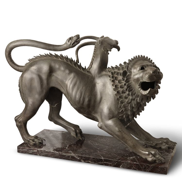 YOUFINE Garden Decor Classical Life Size Bronze Chimera of Arezzo Sculpture Etruscan Chimera Statue
