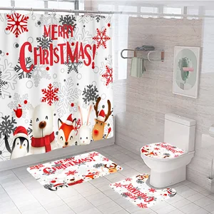 Wholesale Custom Name Brand Designer Kitchen Hotel Curtain Hookless Washable Christmas Custom Shower Curtains 4 Piece Sets