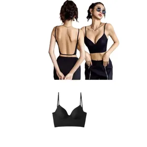 New Arrival  Women's U-Shaped Cross Backless Bra Small Chest Gathering Traceless Triangle Cup Back Underwear Large Size