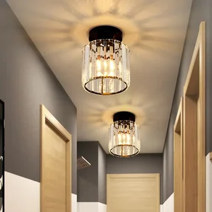 Round Square Decorative Lamp Corridor Modern Small Crystal E27 Bulb Ceiling Light for Hallway
